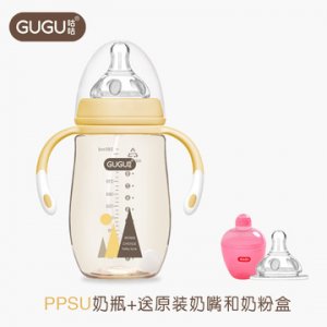 咕咕奶瓶PPSU帶吸管手柄耐摔新生兒寬口徑防脹氣奶瓶OEM/ODM定制代加工
