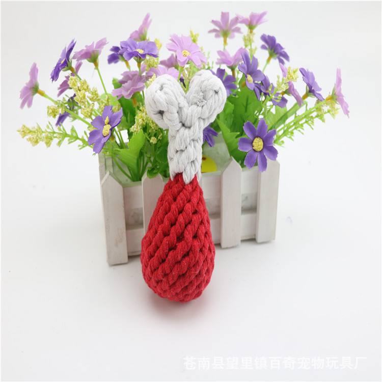 手工編織棉繩雞腿狗咬玩具貼牌定制代加工
