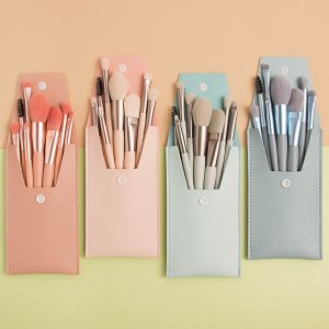 馬卡龍啞光塑料柄8支迷你化妝刷代加工貼牌OEM/ODM