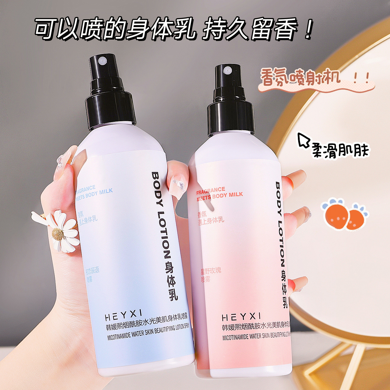 HEYXI韓媛熙氨基酸香氛身體乳噴霧保濕滋潤潤膚乳全身香水身體乳OEM代加工