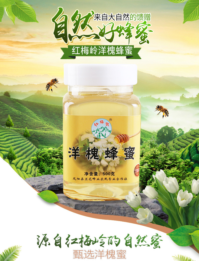 洋槐蜂蜜500g農家自產蜂蜜延安洋槐蜂蜜食用原蜜液態土洋槐蜂蜜